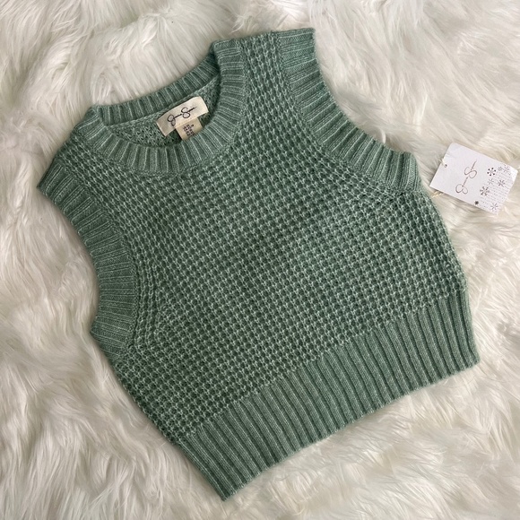 Preppy [Jessica Simpson] Darling Light Green Ribbed Knit NWT Sweater Vest | XS - Picture 7 of 12